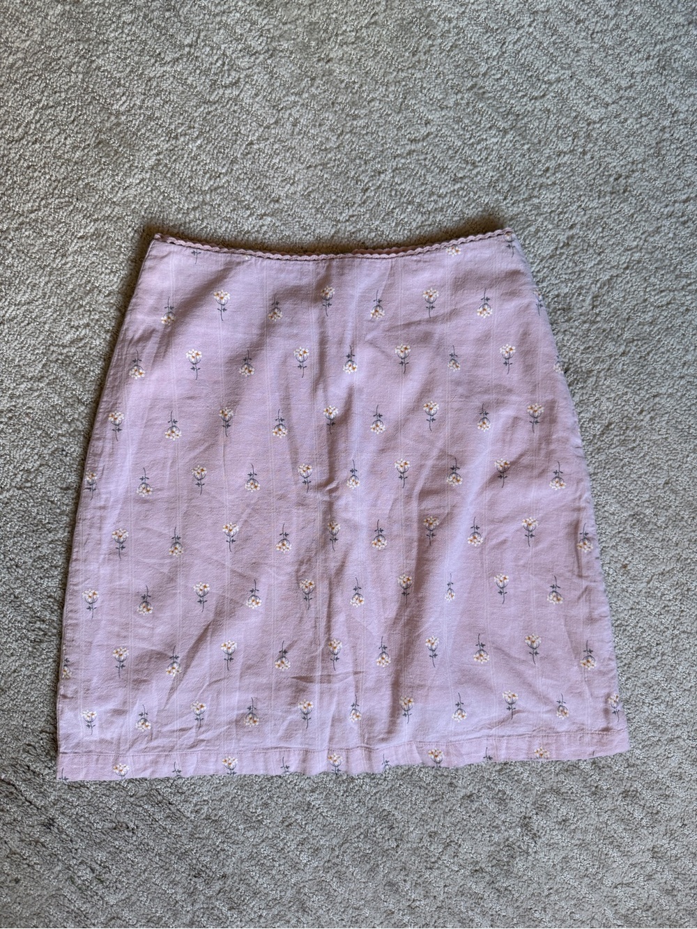 Brandy Melville Lilac Mini Skirt with White Floral Embroidery